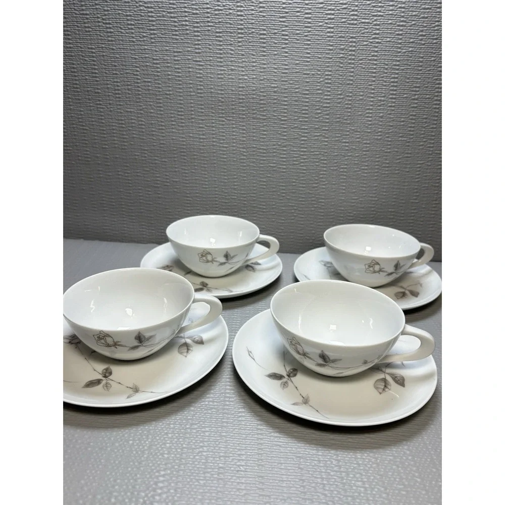 Set Of 4 Cup And Saucer Fine China Sango Lyric‎ Japan
